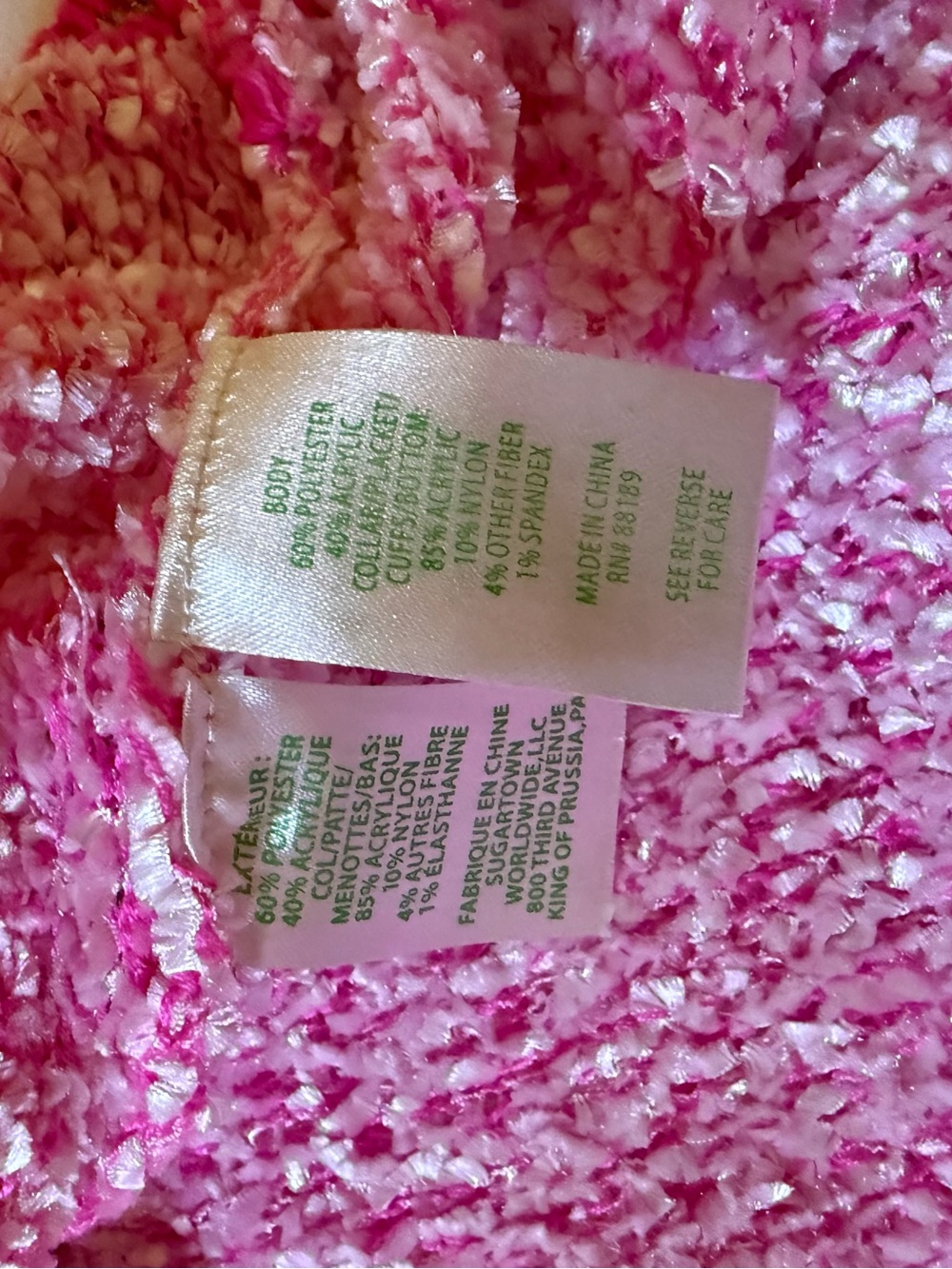 Lilly Pulitzer Pink Bouclé Knit Cardigan with Hot Pink Trim - Picture 3 of 5